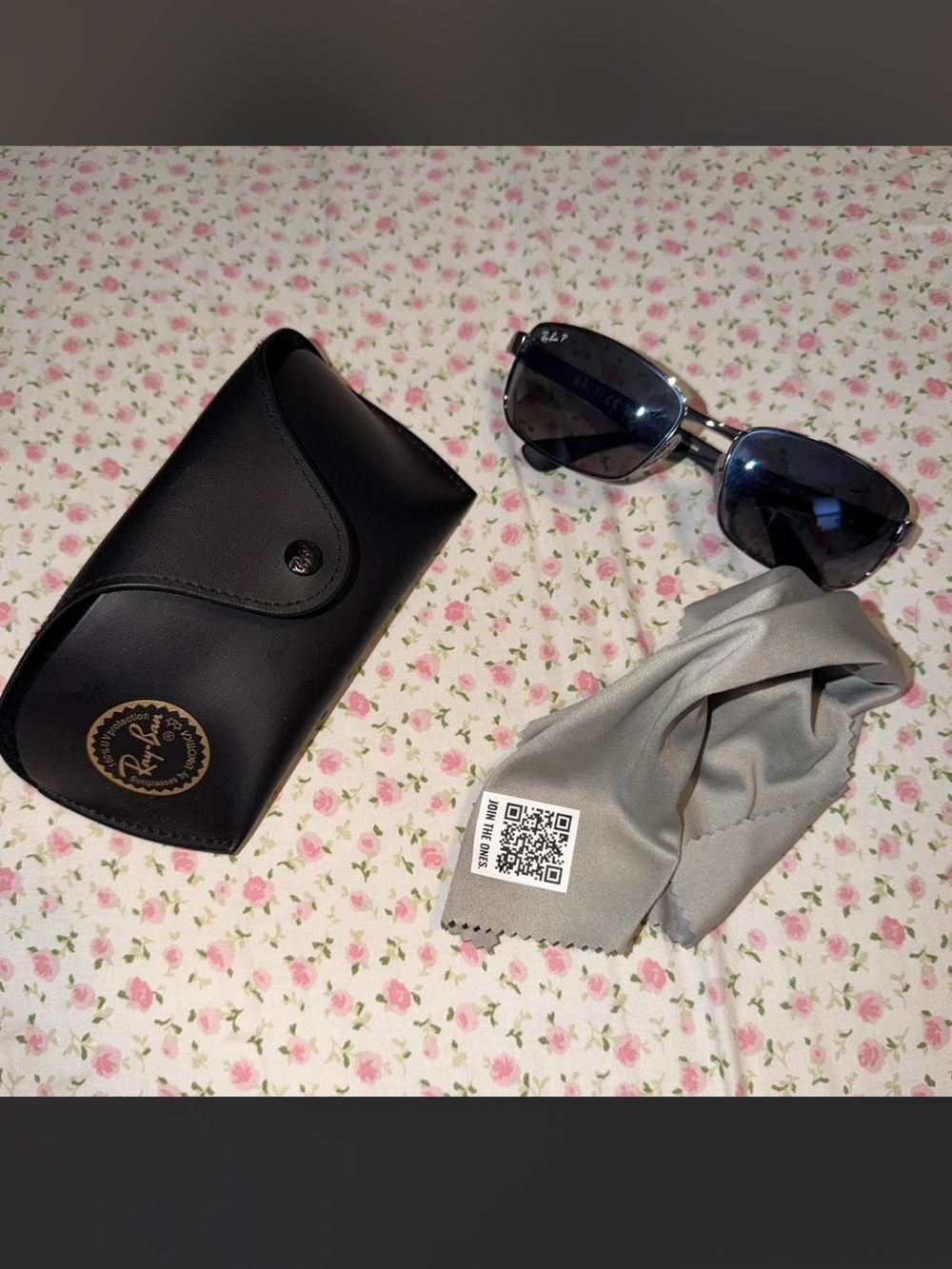 Ray-Ban Sunglasses with Black Frame and Blue Lenses